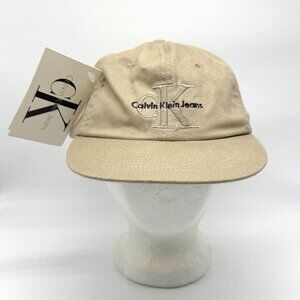 Vintage Calvin Klein Jeans Womens Snapback Hat DEADSTOCK w/ Tags Tan Adjustable